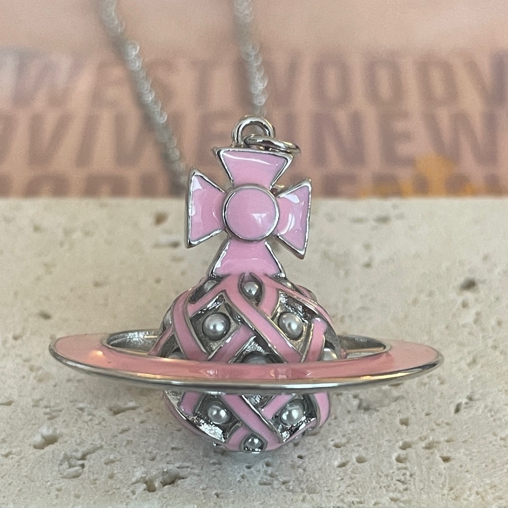 Vivienne Westwood Pink and Silver Orb Necklace